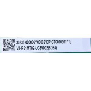 LED DRIVER PARA TV TCL / NUMERO DE PARTE 30835-000006 / 40D75S54-DRB2LG / V8-R51MT02-LC8V002 / GTC010361 / 11602-500127 / D75S54 / PANEL LVU750NDDJ / MODELO 75S546